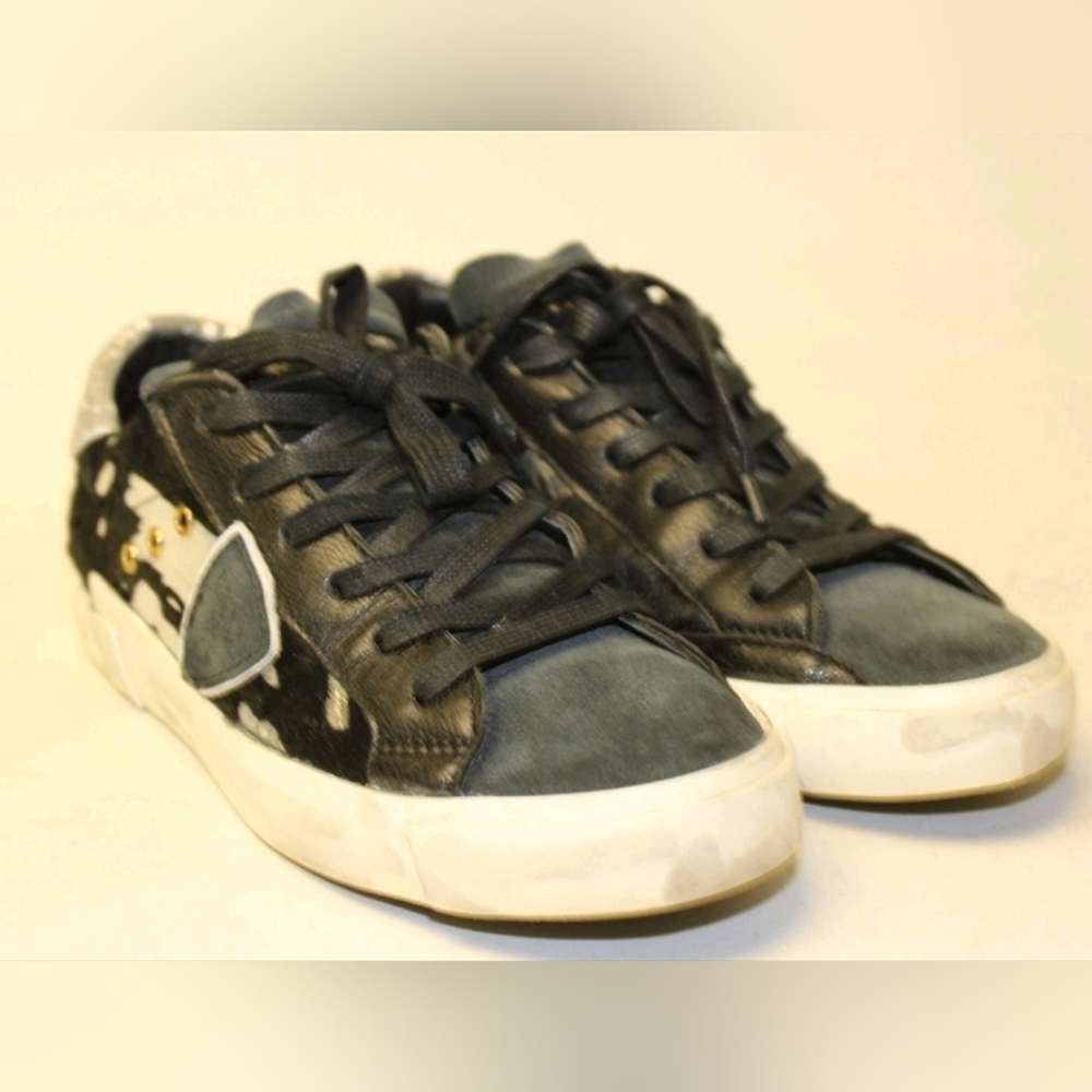 Philippe Model Paris Designer  Leather Hair Low Skate Sneakers Shoes 7 37 - Picture 4 of 16